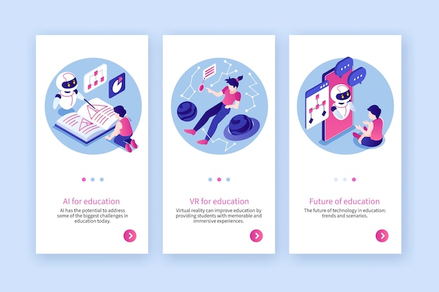Isometric education and technology app design collection