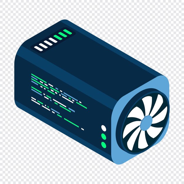 Isometric futuristic server Isometric database or data center Abstract blockchain Computer storage Cloud storage Isometric technology