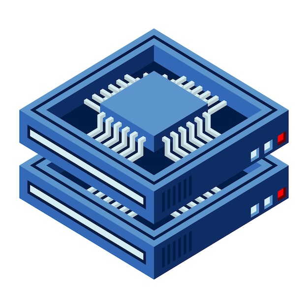 Isometric futuristic server Isometric database or data center Abstract blockchain Computer storage Cloud storage Isometric technology