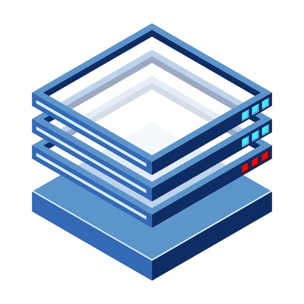 Isometric futuristic server Isometric database or data center Abstract blockchain Computer storage Cloud storage Isometric technology