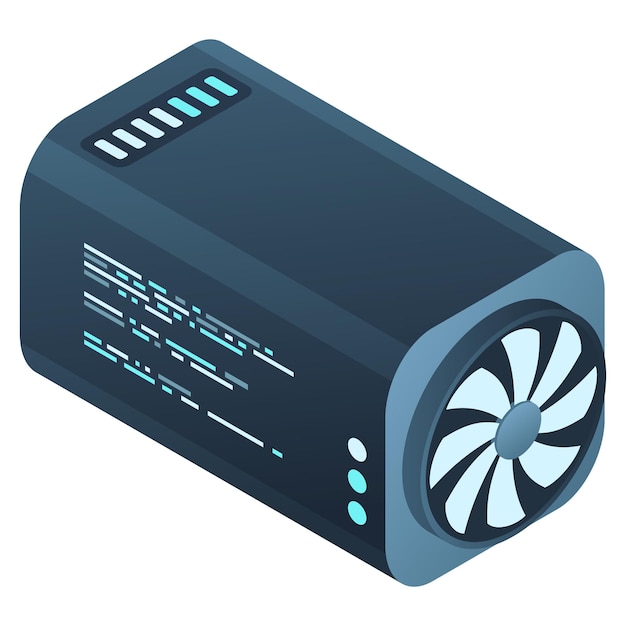 Isometric futuristic server Isometric database or data center Abstract blockchain Computer storage Cloud storage Vector illustration