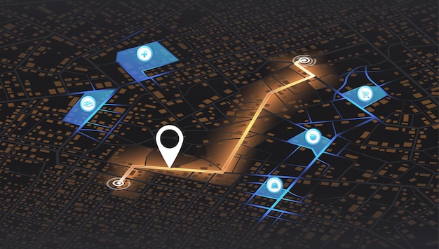 Isometric gps map navigation to own house city top view view from above the map buildings detailed