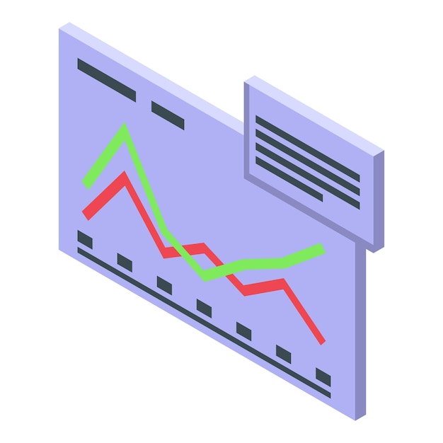 isometric graph chart with trends on display