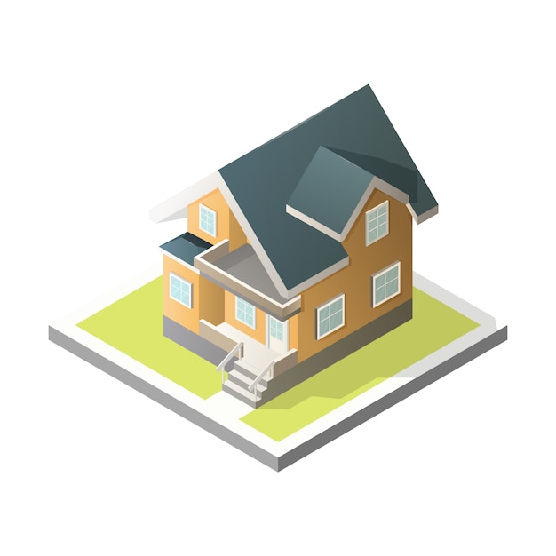 Isometric House. 3D Cottage.