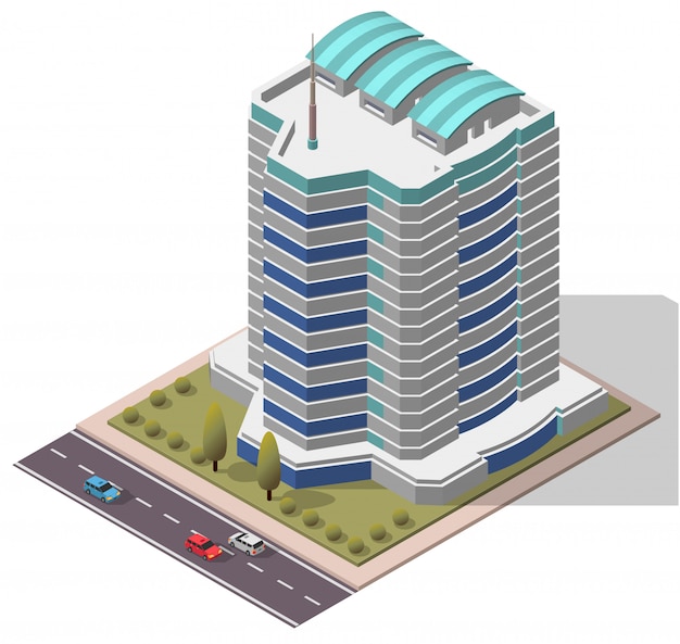  isometric office workplace building