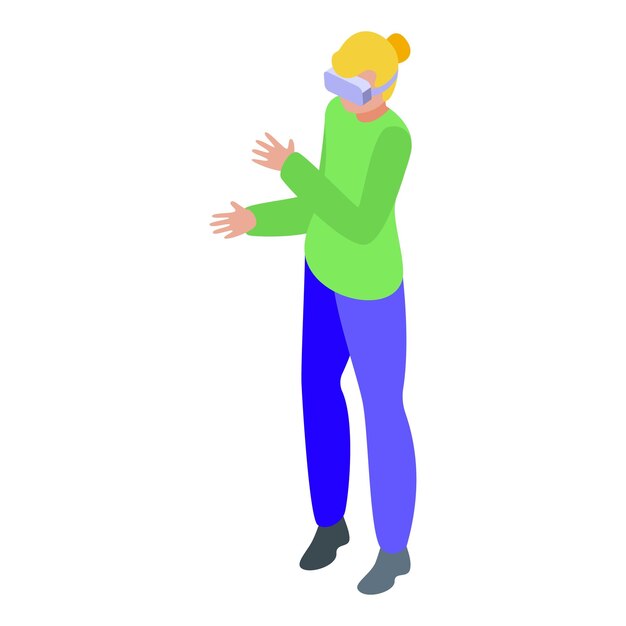 Isometric person wearing vr headset