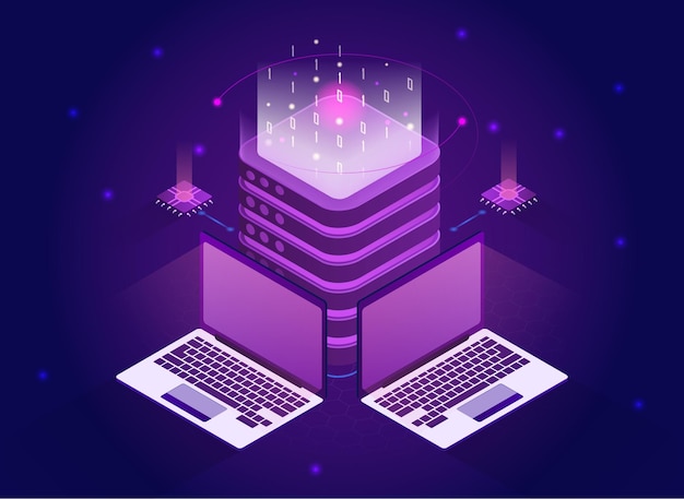 Isometric quantum computing or supercomputing blockchain server quantum computer server room