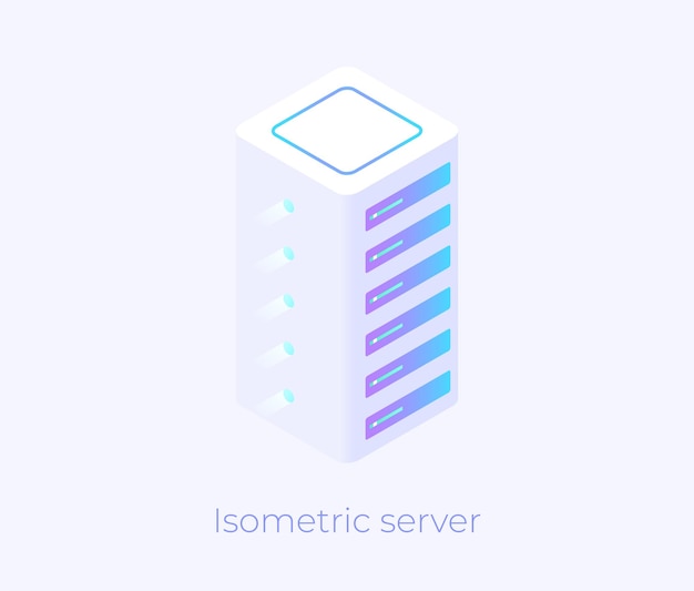isometric server in modern style with buttons