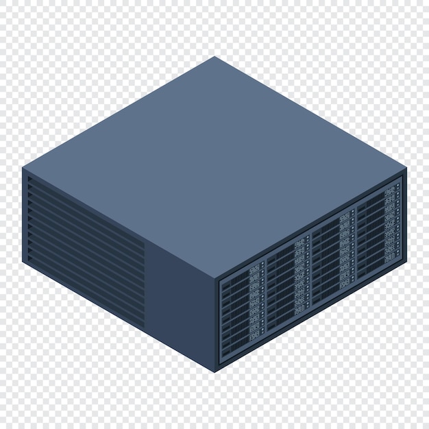 Isometric server Server racks Server boxes isolated Network server room Computer network technology Vector illustration