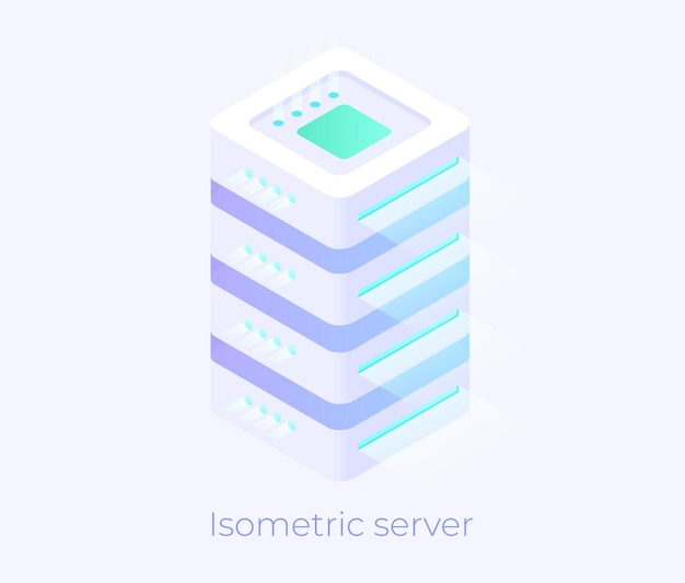 isometric server with buttons data storage concept
