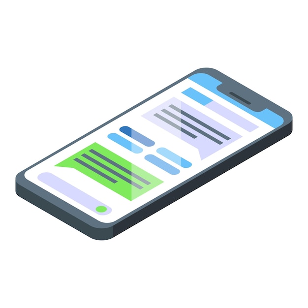 Isometric smartphone with chat interface
