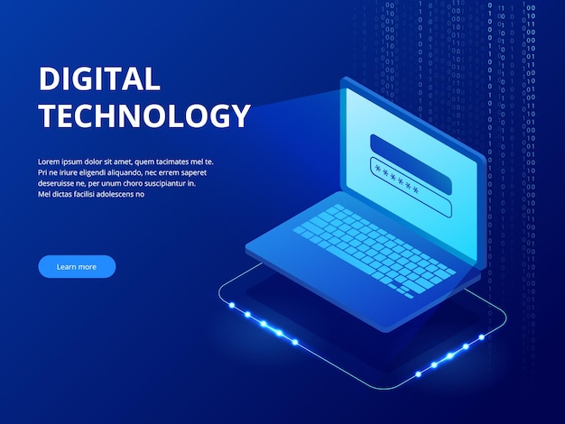 isometric tech devices connected, big data processing, energy station of future, server room rack, data center concept vector illustration. global network and data exchanges.