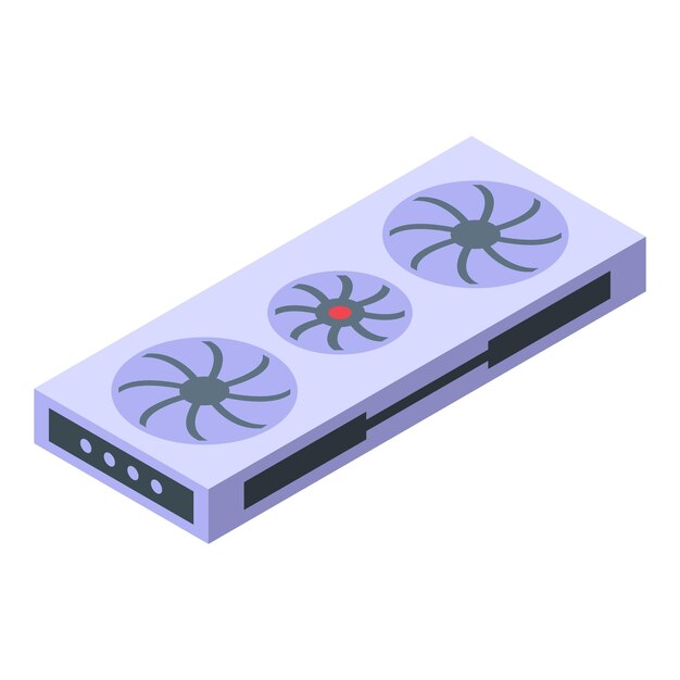 Isometric triple fan gpu illustration