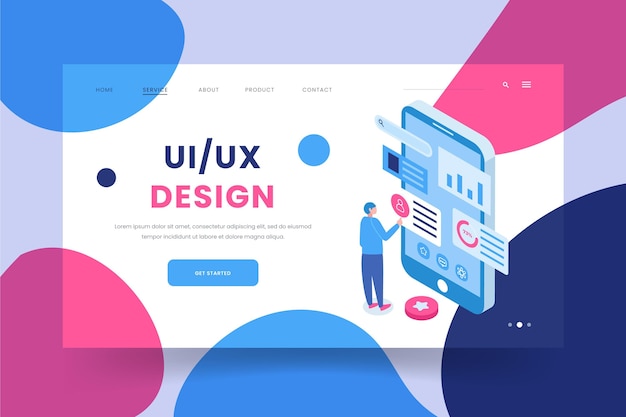 isometric ui/ux landing page template
