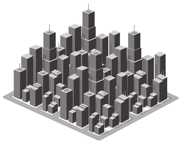 Isometric urban megalopolis top view of the city infrastructure town
