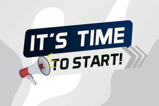 Its time to start word concept vector illustration and 3d style landing page template ui web