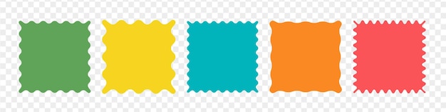 jagged sticker or stamp set with wavy edges