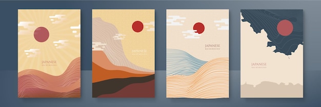 Japanese background with line wave pattern vector Abstract template with geometric pattern Mountain layout design in oriental style Vector graphic design banner pattern background web template
