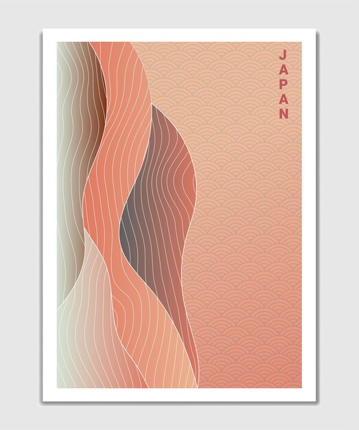Japanese mountain background with line wave pattern vector abstract template with geometric pattern