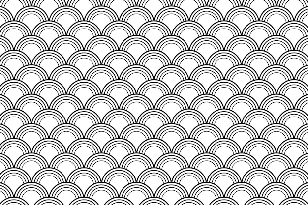 Japanese Wave Pattern Black Lines