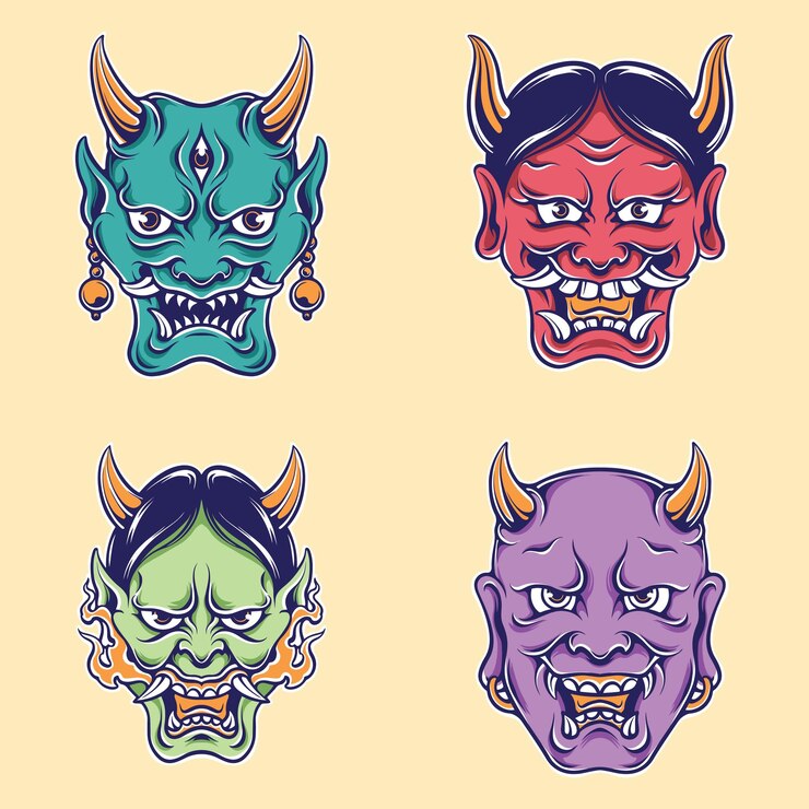 Vector japanese yokai mask vector mask