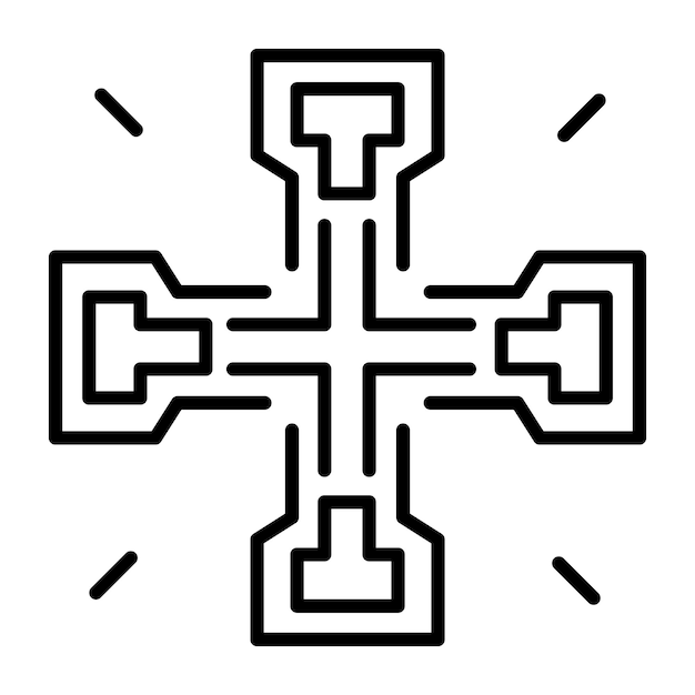 Jerusalem cross icon in linear style