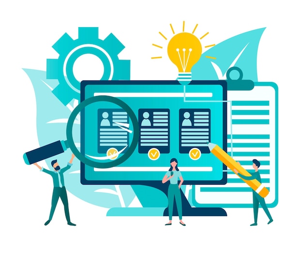 Job search recruiting head hunter hiring HR manager concept vector illustration