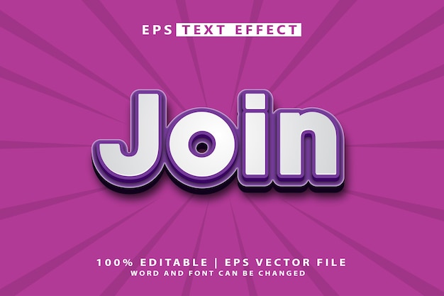 join 3d editable text style effect vector