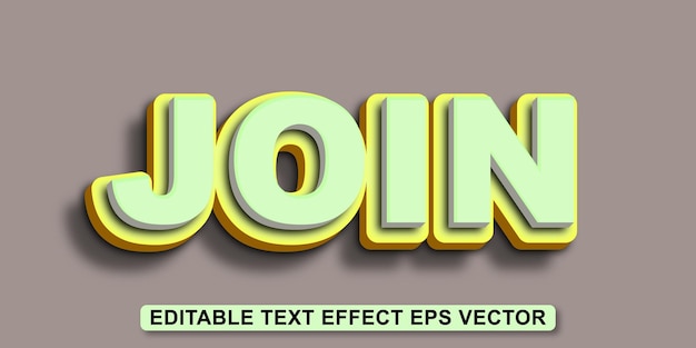 Join green color editable 3d text effect eps vector