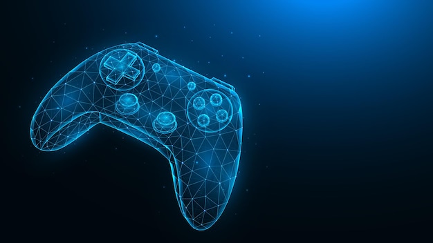 Joystick for video games low poly design Polygonal illustration of a game controller