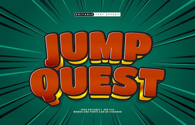 jump quest editable text effect with a kids and game text style