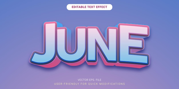 june editable typography style for creative vector design