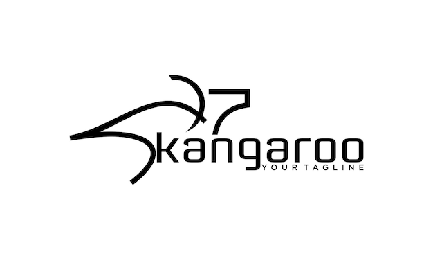 kangaroo logo vector flat design Pouched mammal in outline