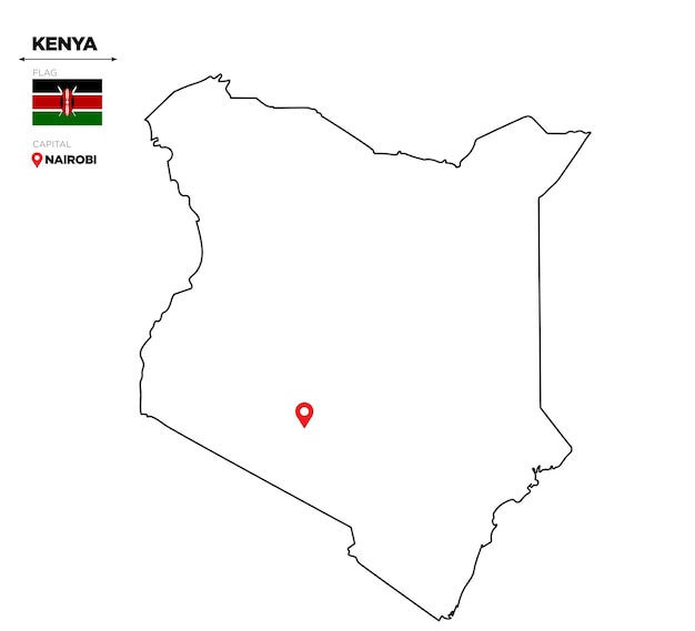 kenya political map with capital city nairobi national flag and borders african country