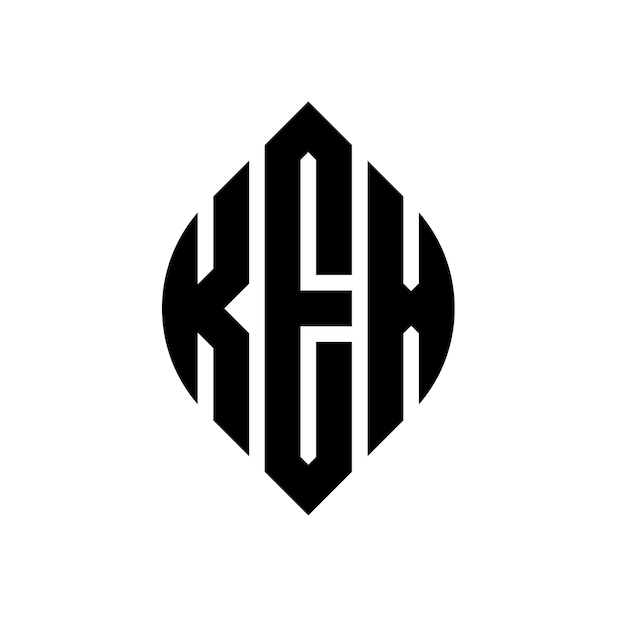 KEX circle letter logo design with circle and ellipse shape KEX ellipse letters with typographic style The three initials form a circle logo KEX Circle Emblem Abstract Monogram Letter Mark Vector