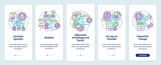 Key elements of business plan onboarding mobile app screen