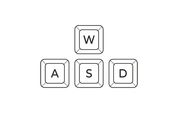 Keyboard control keys AWSD in flat line style