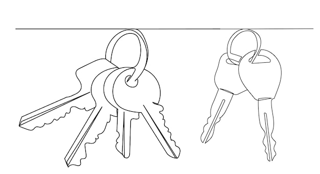 Keys drawing one continuous line vector