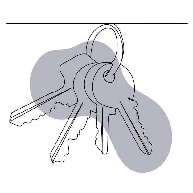 Keys drawing one continuous line vector