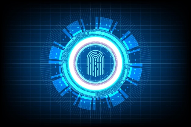 Khái niệm hệ thống bảo mật trừu tượng vector với dấu vân tay trên nền công nghệ.