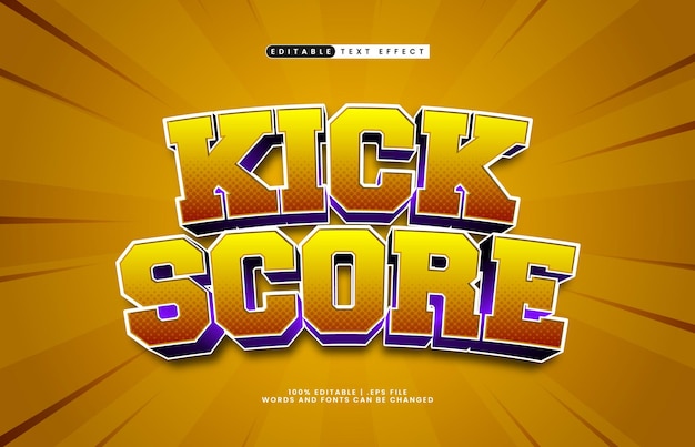 kick score editable text effect with a ball and game text style