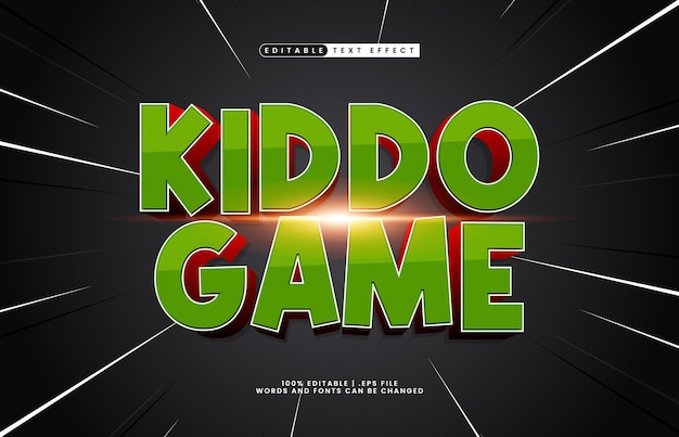 kiddo game editable text effect with a game and play text effect