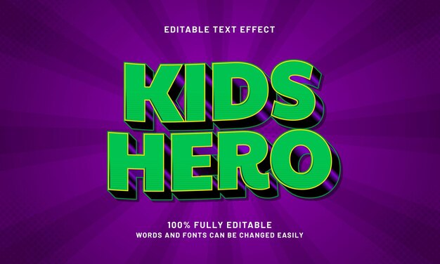 kids hero editable text effects with a hero and kids theme