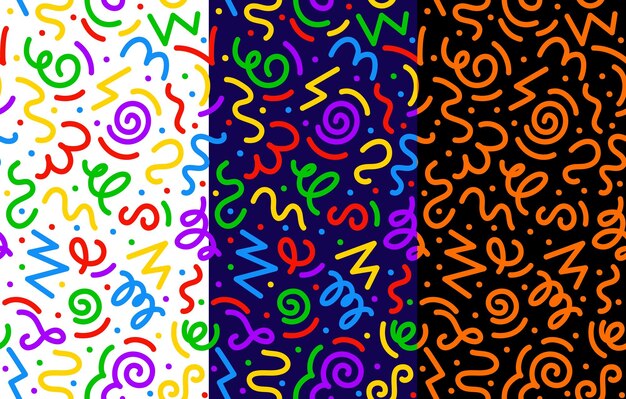 Kids holiday squiggle line pattern backgrounds