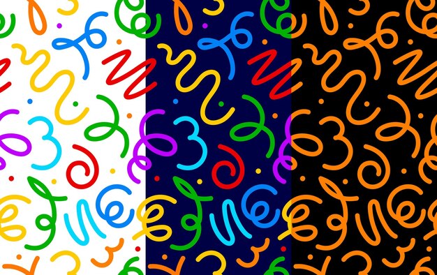 Kids holiday squiggle line pattern or background