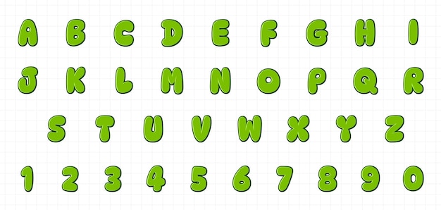 kids letter green comic cartoon style