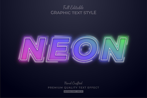 Kiểu phông chữ hiệu ứng văn bản có thể chỉnh sửa màu neon chuyển sắc