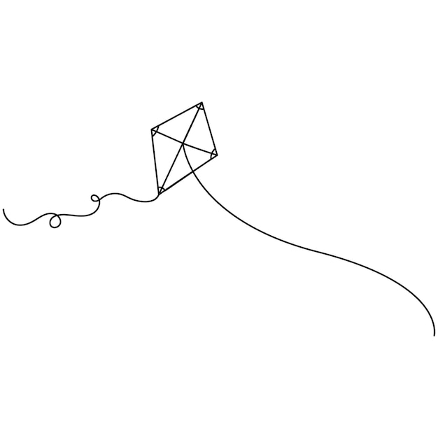 Kite icon continuous one line drawing outline vector illustration