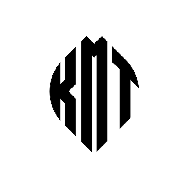 KMT circle letter logo design with circle and ellipse shape KMT ellipse letters with typographic style The three initials form a circle logo KMT Circle Emblem Abstract Monogram Letter Mark Vector