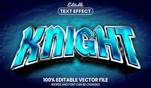 Knight text, font style editable text effect